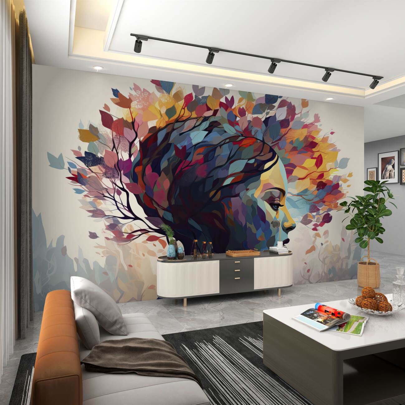 Fototapeta Dziewczyna w jesiennej abstrakcji kolorów