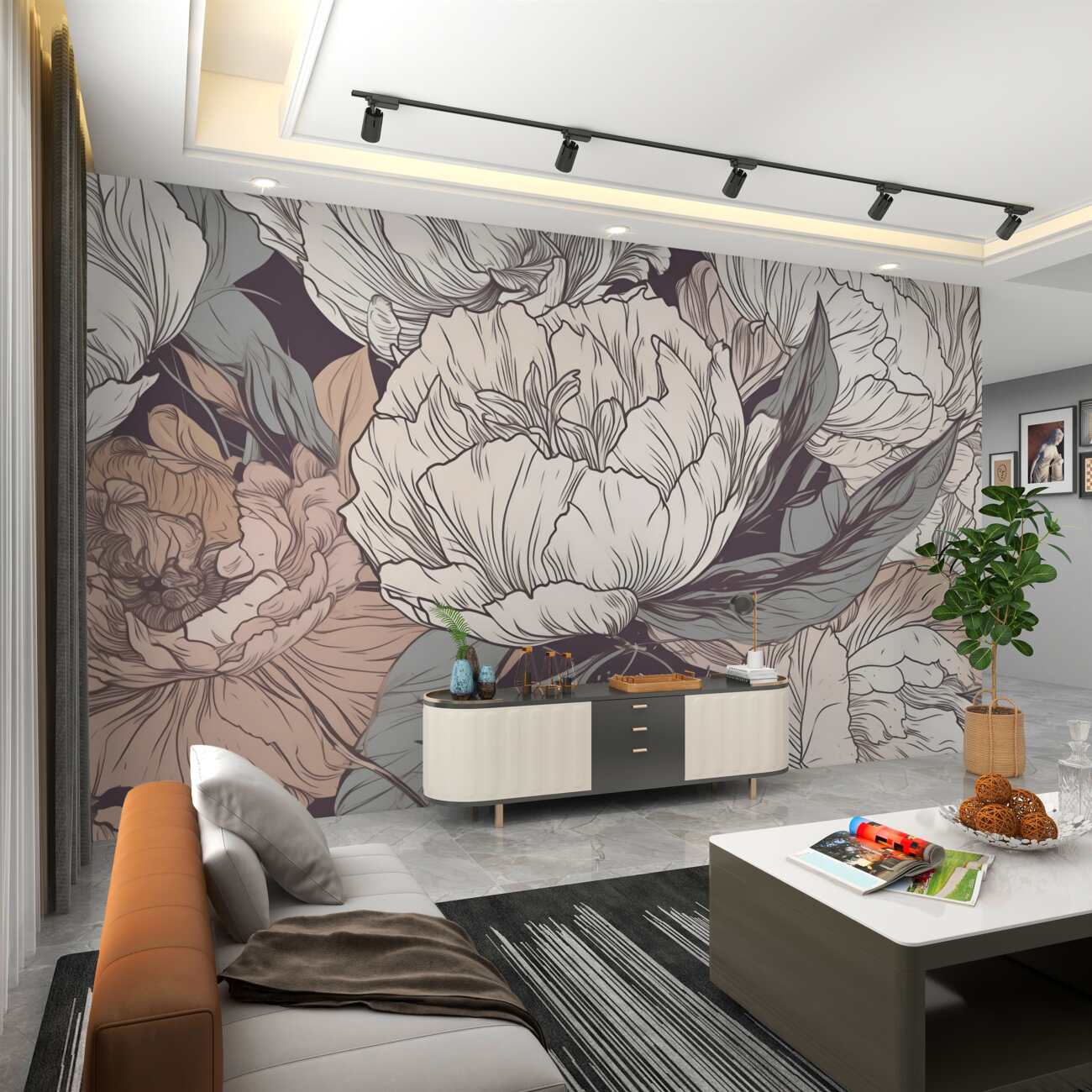 Fototapeta Skład białych piwonii