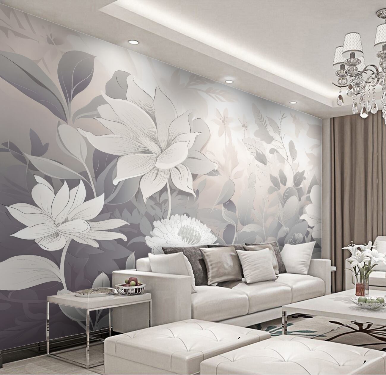 Fototapeta Rumianek i inne czarne białe kwiaty