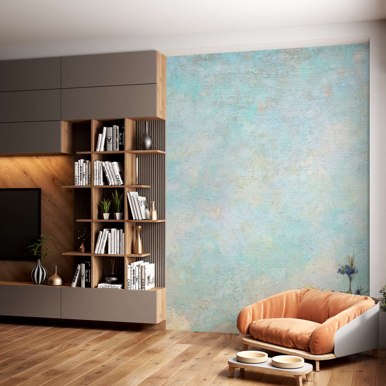 Fototapeta Pole piękne kwiaty na niebieskim niebie