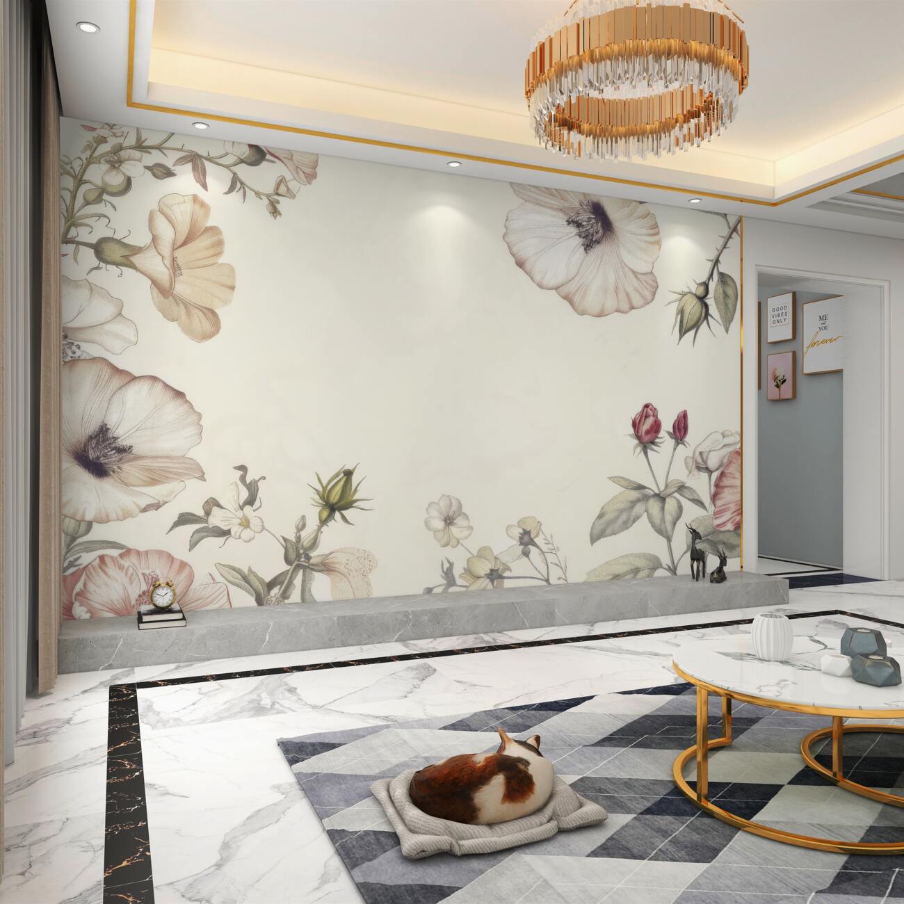 Fototapeta Lekkie maxiny i róże ozdoby