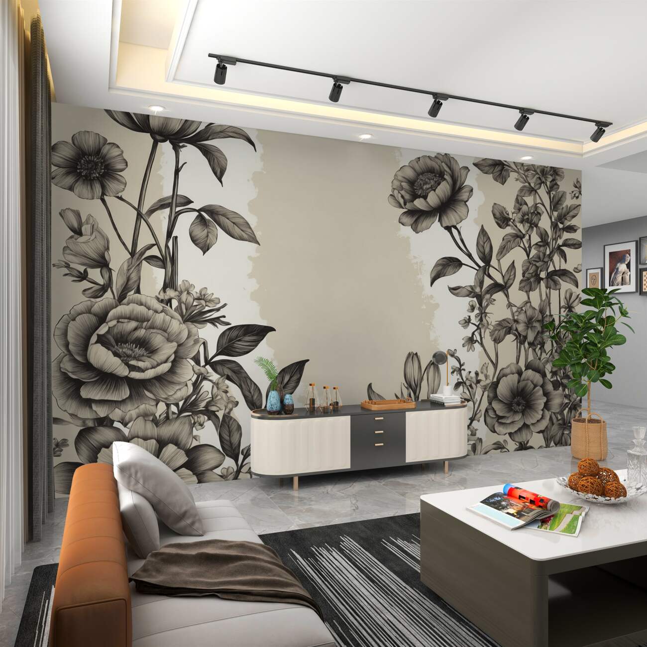 Fototapeta Wysokie krzaki róż b/b