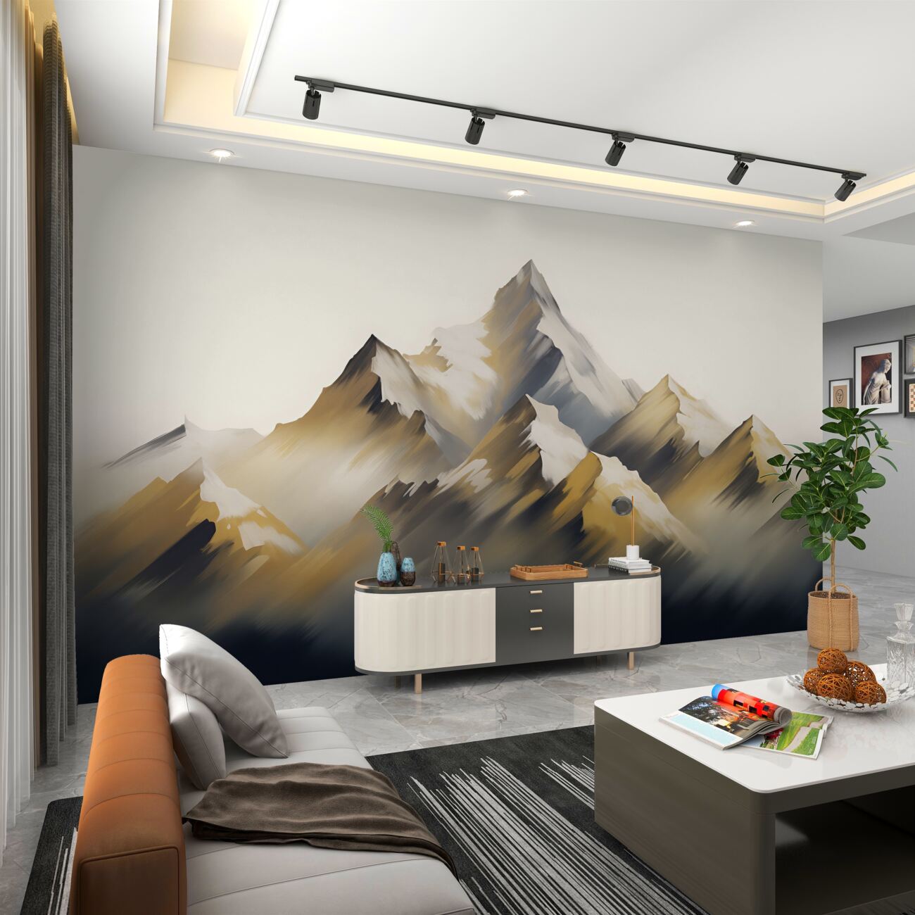 Fototapeta Góry z ostrymi wierzchołkami we mgle