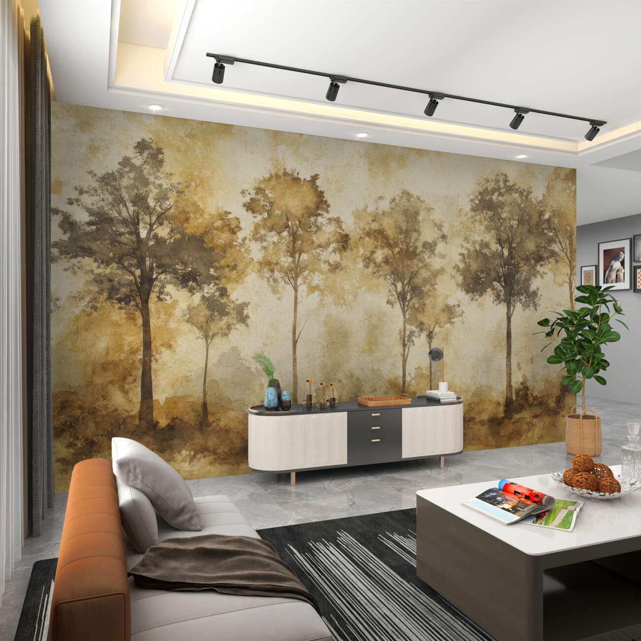 Fototapeta Smukłe liściaste w mgle