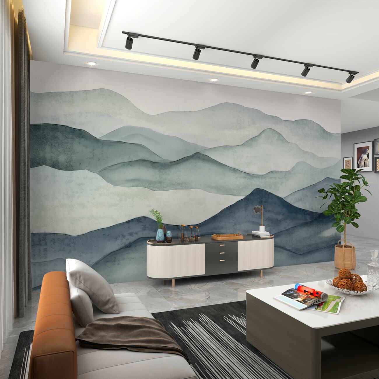 Fototapeta Rysowane są sylwetki gór