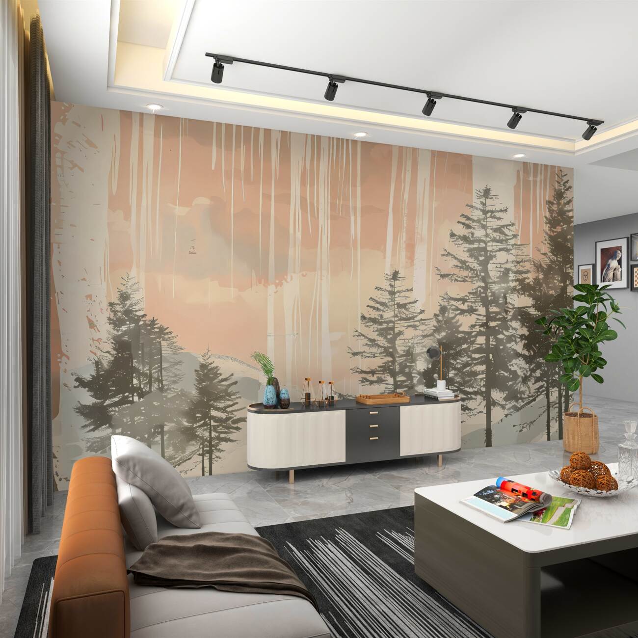 Fototapeta Drzewa iglaste o różnych wysokościach