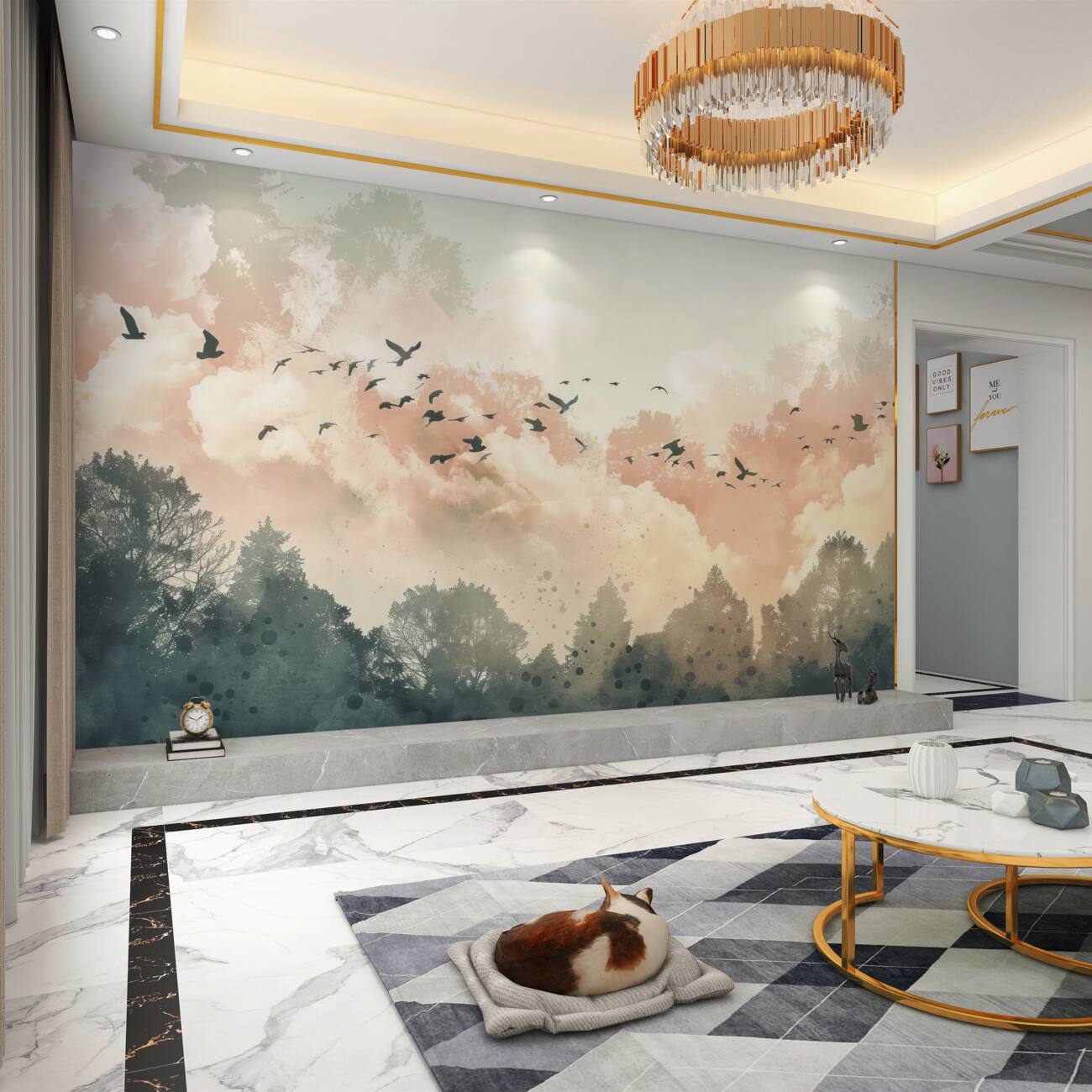 Fototapeta Ptaki latają przez las