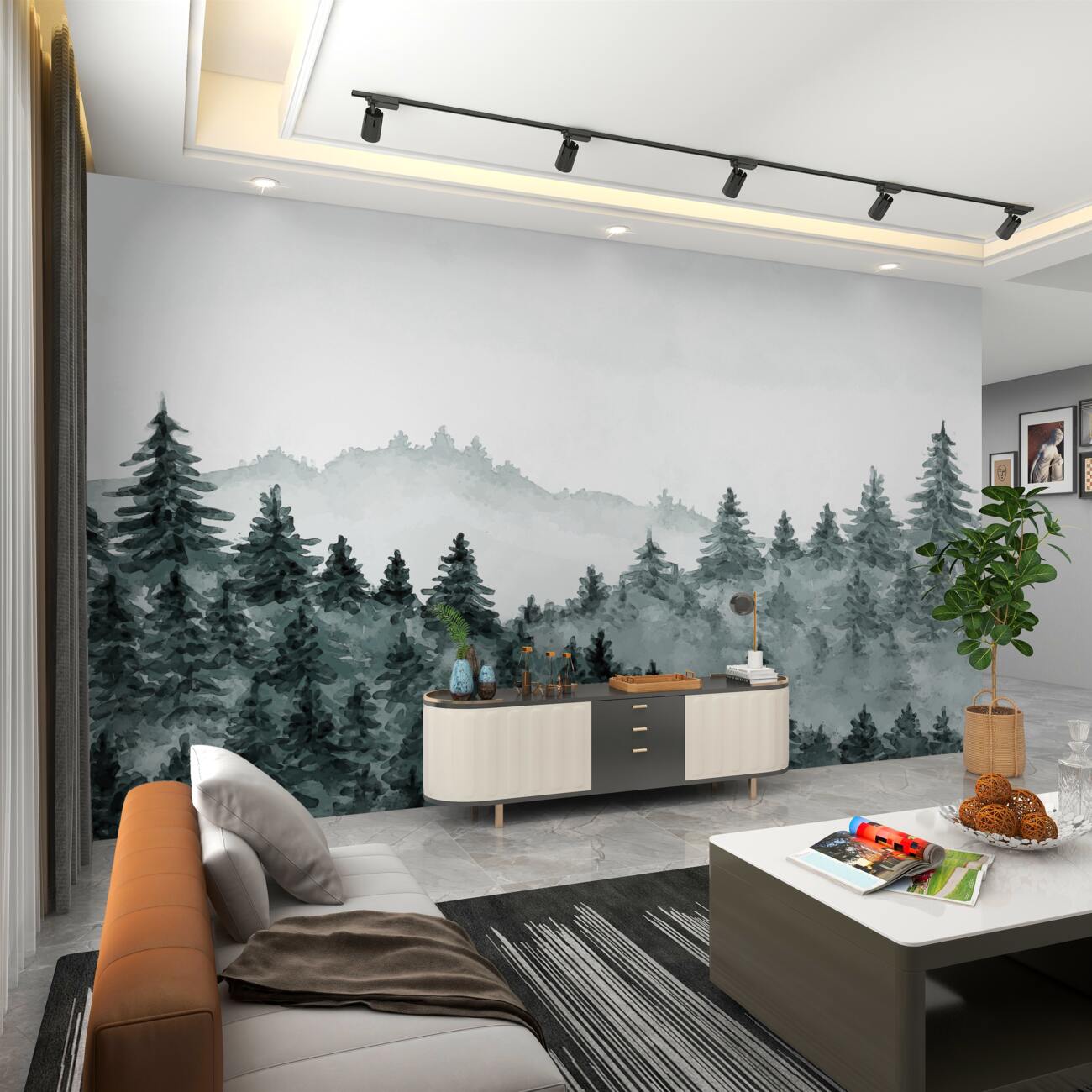 Fototapeta Drzewa iglaste w mgle