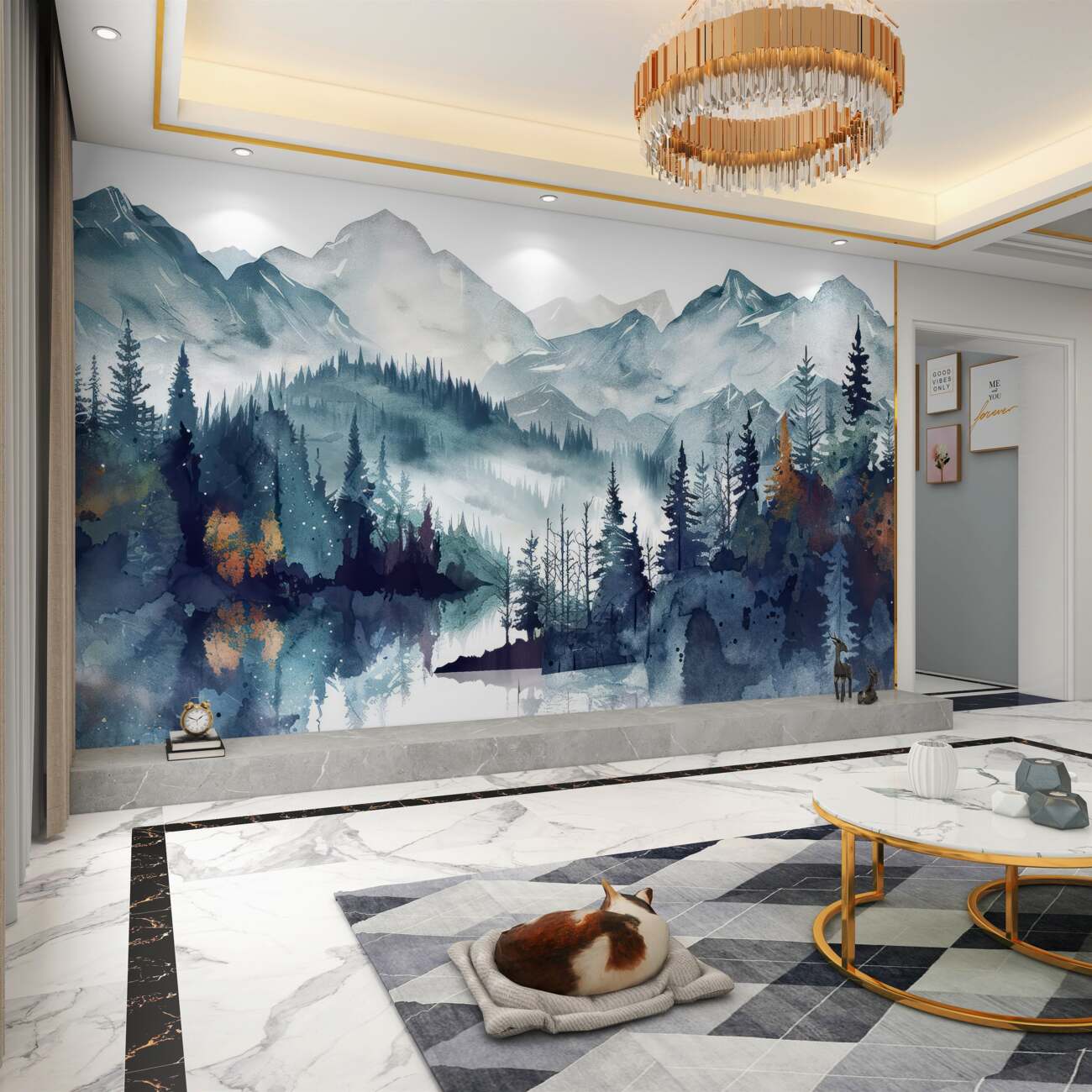 Fototapeta Woda, las i góry