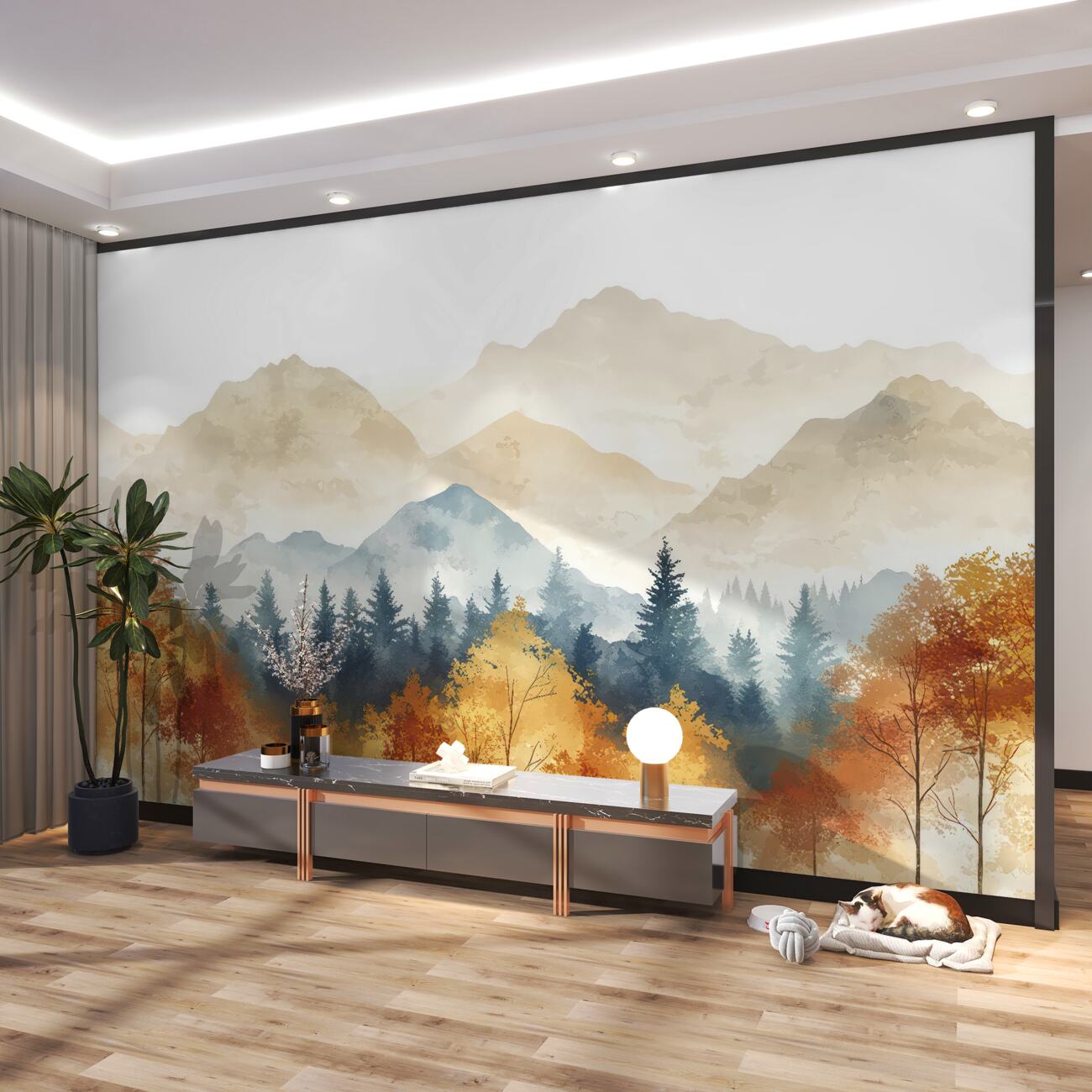 Fototapeta Jesienne drzewa na tle gór