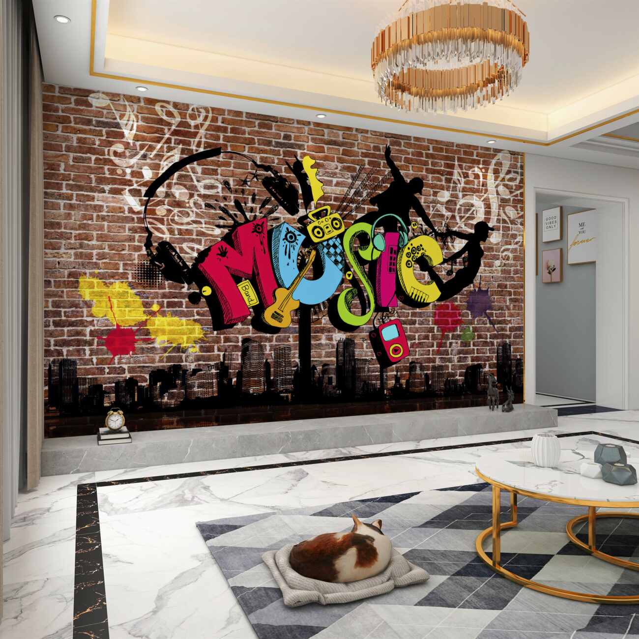 Fototapeta Jasne graffiti na ceglanej ścianie