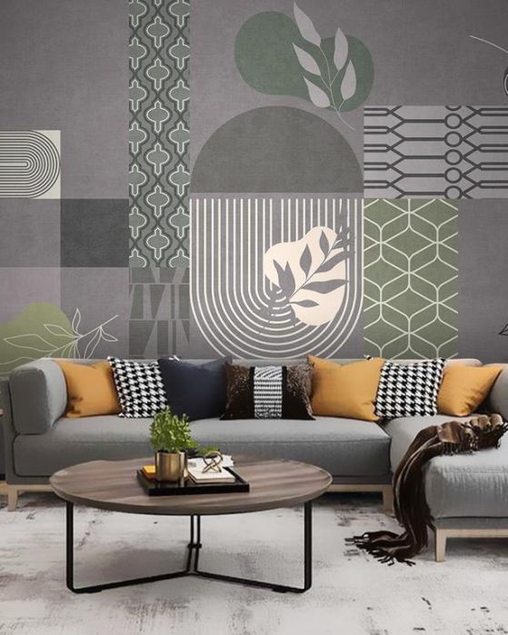 Fototapeta geometryczna siatkowa siwa