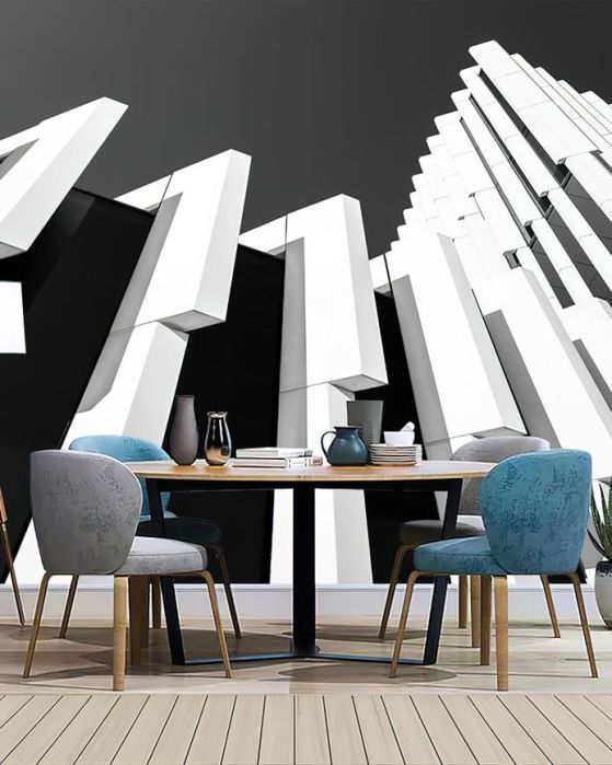 Fototapeta geometryczny fragmenty czarnobiałe