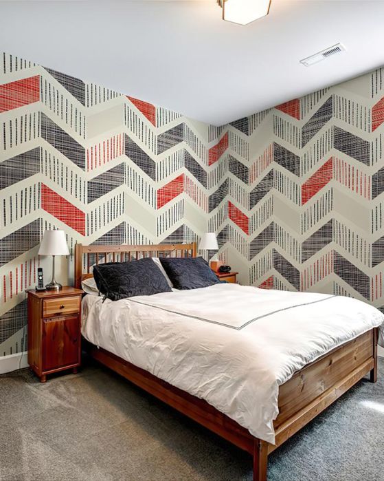Fototapeta geometryczna czerwona czarna beżowa