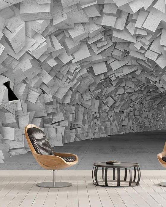 Fototapeta geometryczna 3D szara
