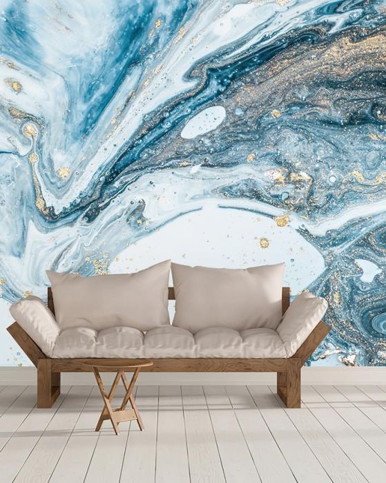 Fototapeta dynamiczne swirls niebiesko-srebrne