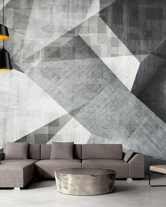 Fototapeta geometryczna szaro-srebrna