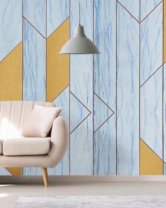 Fototapeta geometryczna niebieska żółta