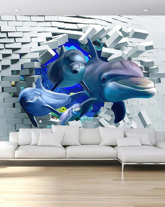 Fototapeta 3D oceaniczne delfiny koral