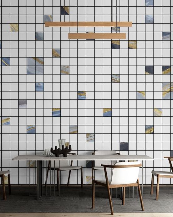Fototapeta geometryczna niebieska złota brązowa