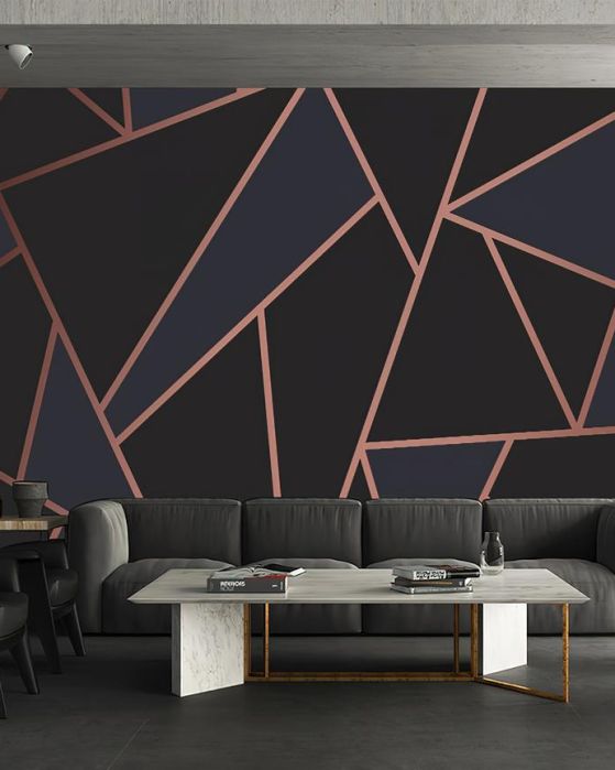 Fototapeta geometryczna różowe granatowe