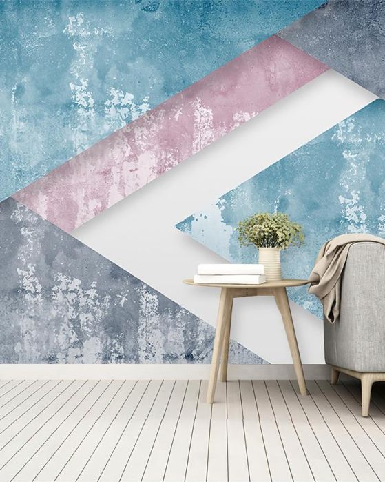 Fototapeta geometryczny sektoralny różowo-błękitny