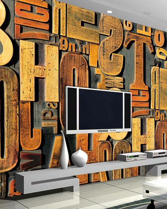 Fototapeta literki drewnowe cieple