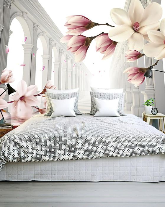 Fototapeta magnolie białe różowe