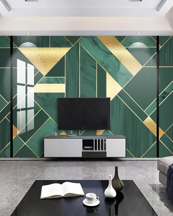 Fototapeta geometria zielony i złoty