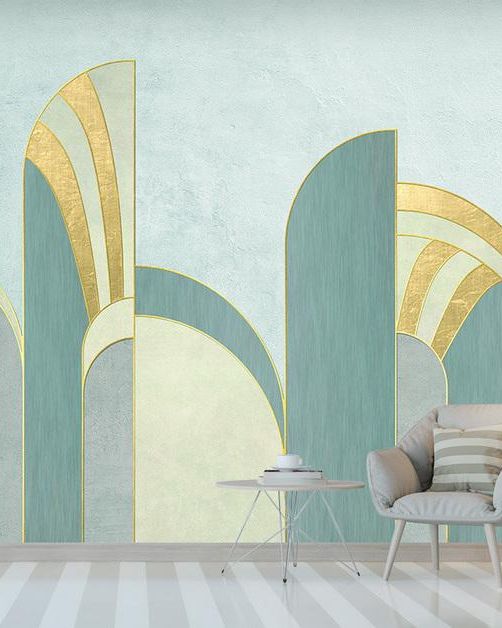 Fototapeta geometryczna teal złota