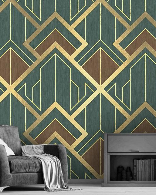 Fototapeta geometryczny ciemnozielona brązowa