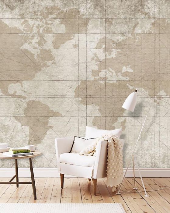 Fototapeta mapa świata brązowo beżowa