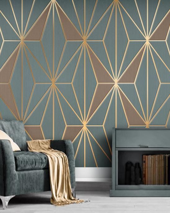 Fototapeta geometryczna złoto brązowa