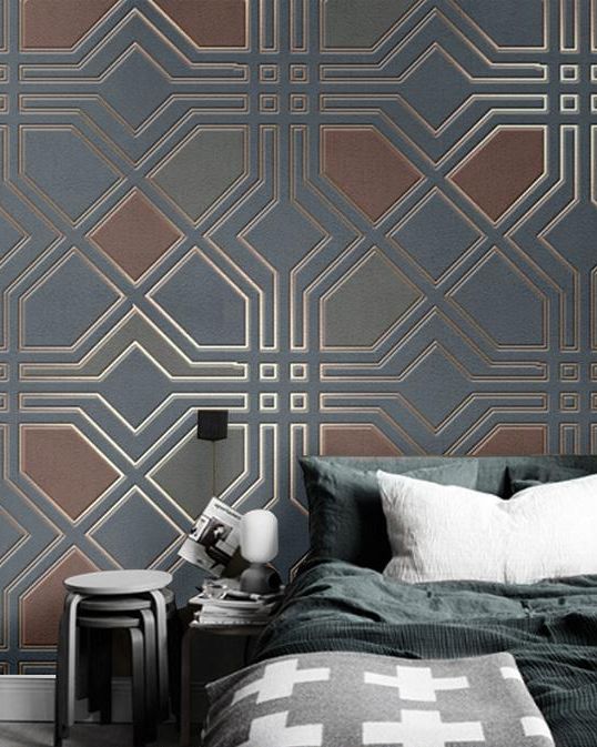 Fototapeta geometryczny niebieski brązowy biały
