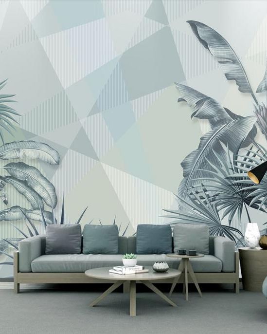 Fototapeta geometria zielona liśćmi