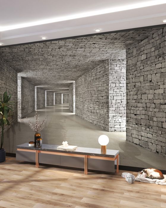 Fototapeta ceglany korytarz w perspektywie