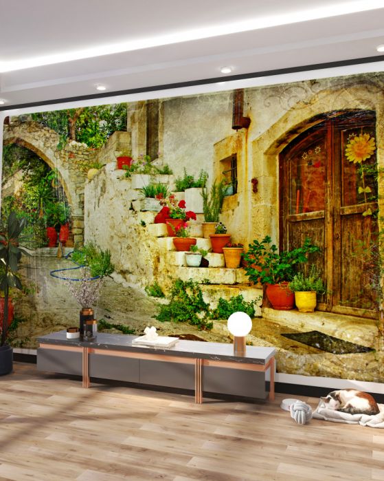 Fototapeta kamienne schody w doniczce