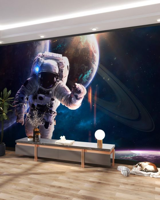 Fototapeta astronauta na tle Jowisza