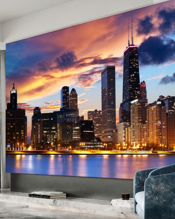Fototapeta zachód słońca nad Chicago, Illinois