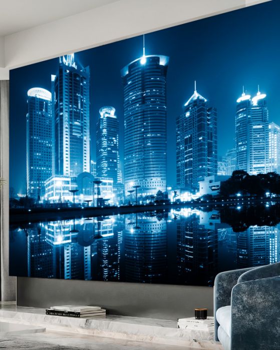 Fototapeta Szanghaj w nocnych światłach