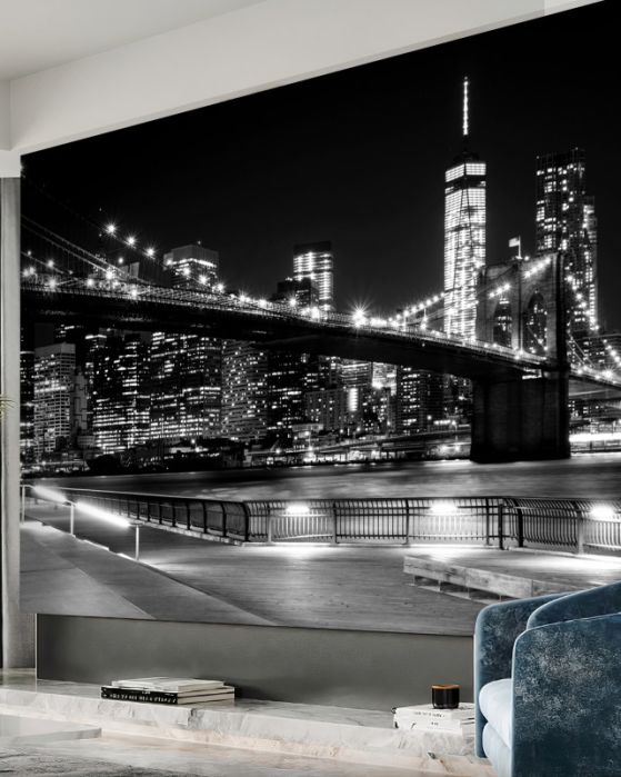 Fototapeta Manhattan i Most Brookliński w czerni i bieli