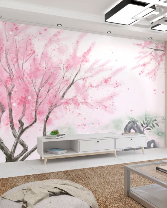 Fototapeta różowa sakura w pobliżu wody