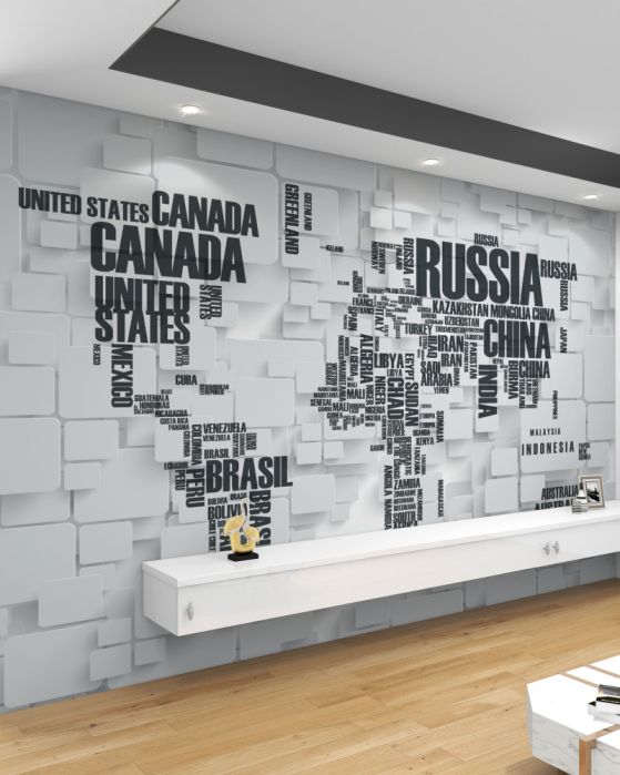 Fototapeta mapa z największymi krajami świata