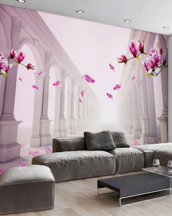 Fototapeta niekończący się tunel kwitnący w magnolii