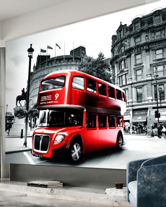 Fototapeta Londyński autobus na ulicy miejskiej