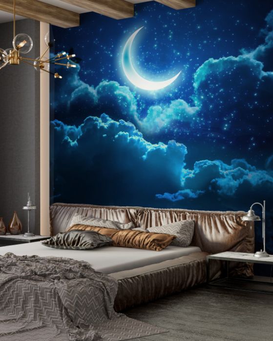 Fototapeta czarodziejski księżyc unosi się nad nocnymi chmurami