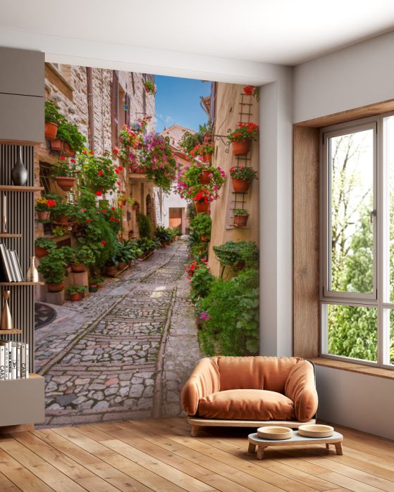 Fototapeta kamienna ścieżka na starożytnej ulicy