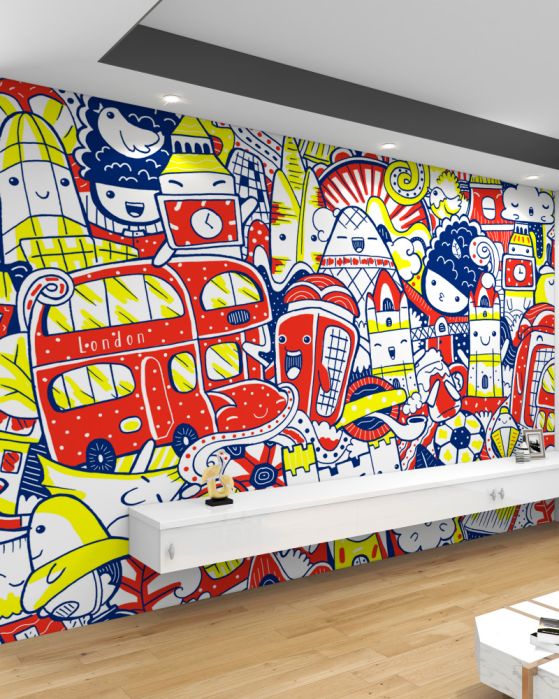 Fototapeta graffiti na kolorowej ścianie
