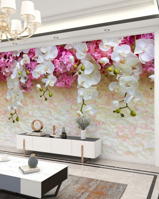 Fototapeta biała orchidea kwitnąca w dół