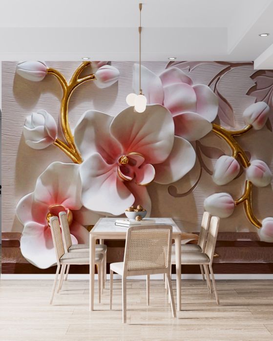 Fototapeta tekstura białych kwiatów orchidei